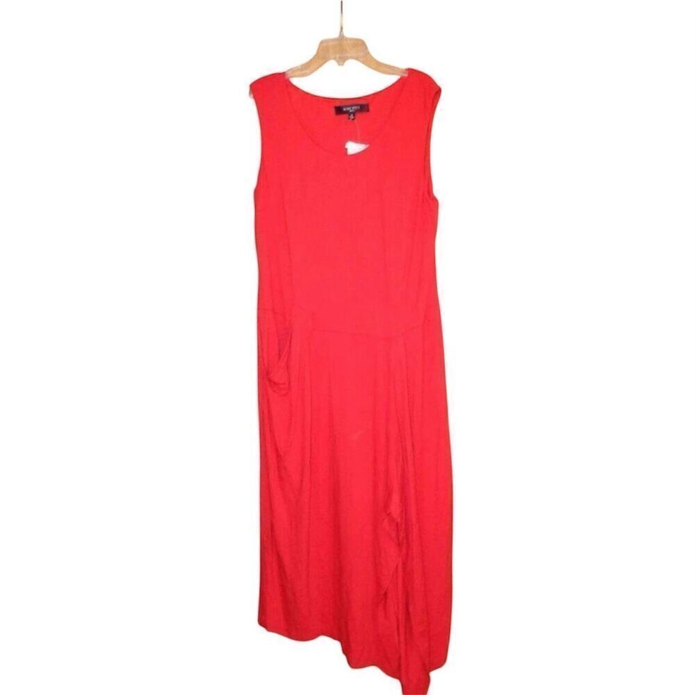 NWT Nine West Sz 12 Red Asymmetric Sleveless Stretch Long Women’s Maxi Dress
